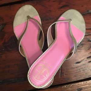 LILLY PULITZER gold sandals kitten heels